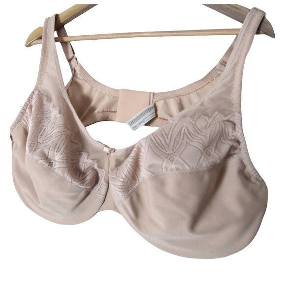 Glamorise Bra 48D Light Beige / Tan Lace Detail Underwire - Picture 2 of 7
